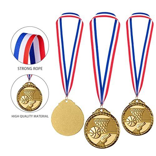 12 Pieces Gold Basketball Medals for Kid’s Sports Basketball Games Prizes Awards - Bild 6 von 8
