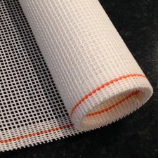 Interlock Needlepoint Canvas WHITE Orange line Zweigart 1 yd CHOOSE MESH SIZE