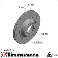2X Zimmermann Formula Z Bremsscheiben 380Mm HA Geeignet FüR Porsche Panamera