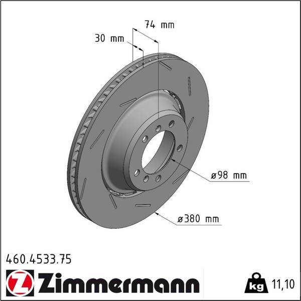 2X Zimmermann Formula Z Bremsscheiben 380Mm HA Geeignet FüR Porsche Panamera-image