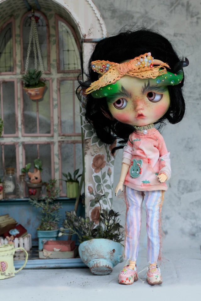 Уникальная кукла Blythe на заказ — полный набор теплицы в стиле фэнтези — ручная работа 1/6 на шарнирах - Изображение 2 из 4