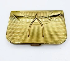 Vintage Coty 1950s Gold-Tone Wishbone & Star Powder & Rouge Compact
