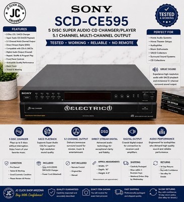 Sony SCD-CE595 5 Disc SACD CD Changer Player 5.1 Channel Tested No Remote