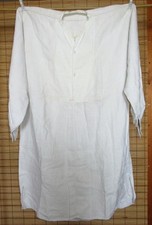 WEISSES HEMD - HERREN - BAUERNLEINEN - ANTIK - GR. M - L