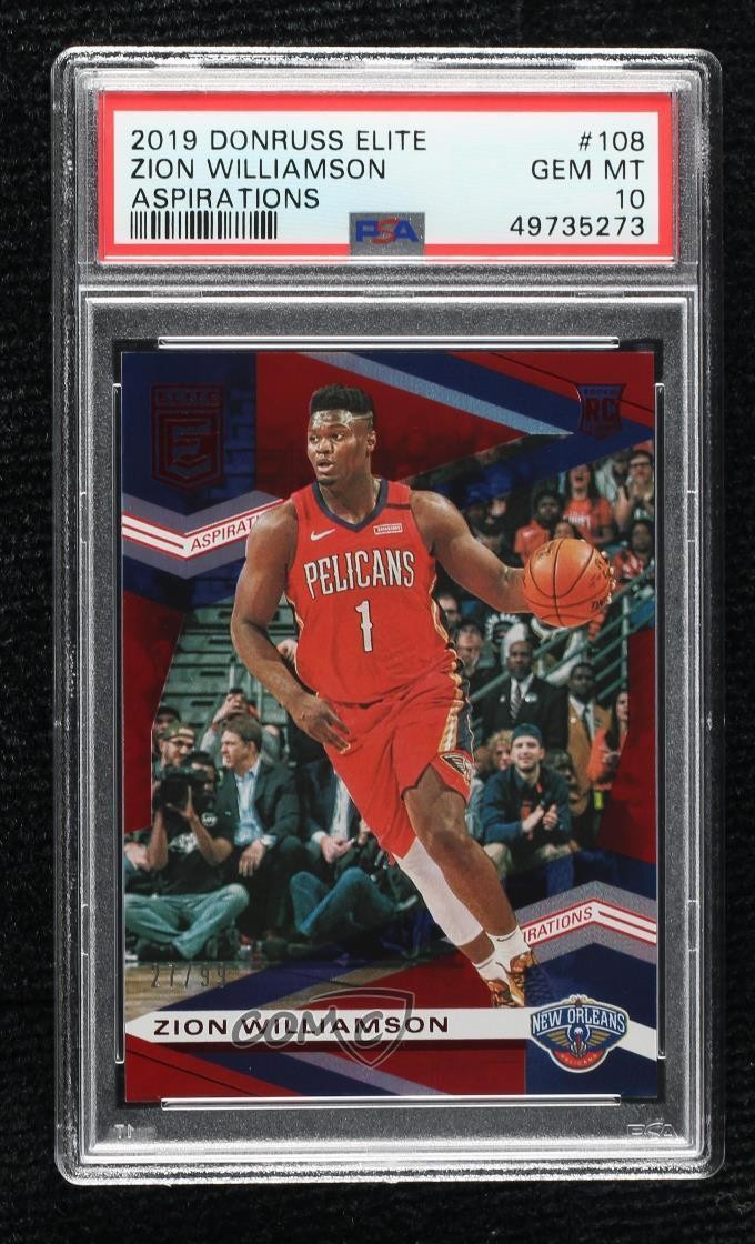 2019-20 Donruss Elite Rookies Aspirations /99 Zion Williamson PSA 10 GEM MT h8k