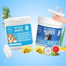 Dog Dental  Ear Wipes for Dogs  Cats Teeth  Ear Cleaning Kit 100CT - FPN