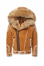 JORDAN CRAIG EL JEFE SHEARLING MOTO JACKET COAT MENS FUR COGNAC TAN WHEAT RETRO