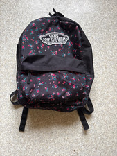 Vans Skateboard Backpack Black with Pink Flowers Floral Off the wall