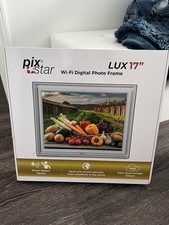 Pix-Star LUX 17 LED Wi-Fi Photo Frame Silver Smart Motion Sensor Cloud Storage
