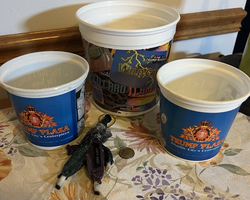 Trump Marina Plaza Casino Coin Buckets and Token and Castle Jester Ornament