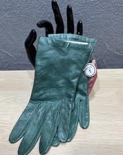 Vintage Aris Fine Leather Gloves Driving/Going Out 100 Silk Lined Green New