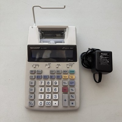 Vintage Calculator Sharp EL-1750V 12 Digit 2-Color Printing Calculator 