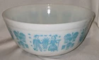 Vintage Pyrex Glass Amish Butterprint #403 Mixing Bowl -2 1/2 QT-Turquoise/White