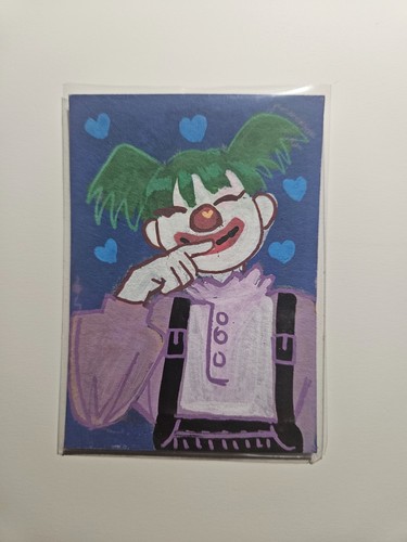ACEO Original "Clown Girl" Acrylic Marker on Paper 2.5x3.5 By zhrdoodles