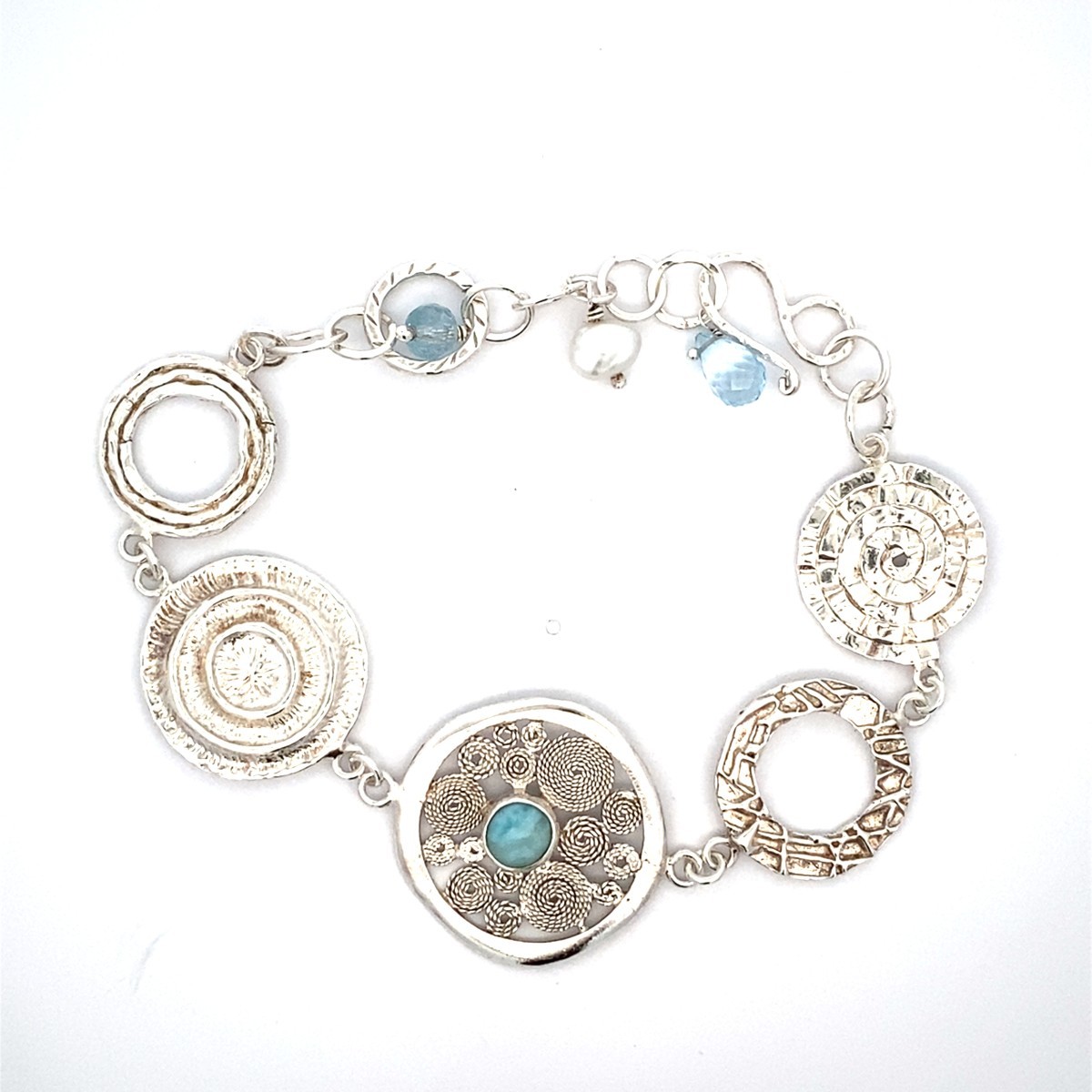 Sterling Silver Larimer Circle Link Toggle Bracel… - image 1