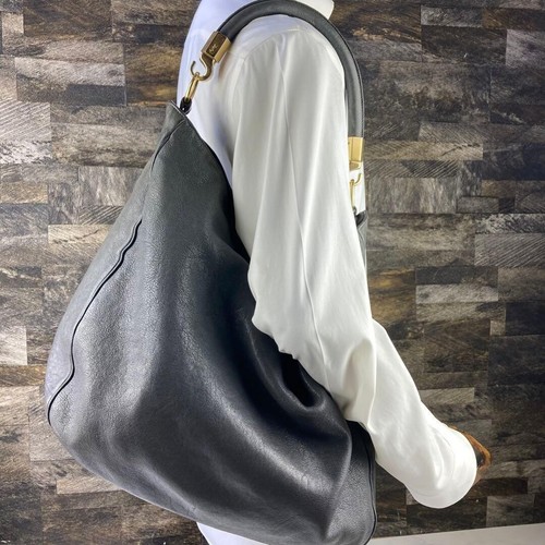 YVES SAINT LAURENT Shoulder Bag Leather Gray Authentic From Japan