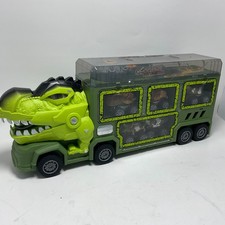 Dinosaur Transport Truck Carrier Playset w/ Mini Dino Vehicles Toy NEW