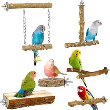 Bird Perches 6pcs Natural Wood Birds Stand Branch Bird Perch Chewing Stick Cage