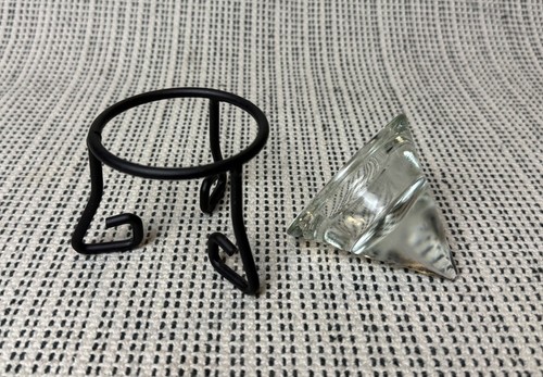 3 Stück Diamant Kegel Glas Teelicht Kerzenhalter mit Metallständer 5”, 3,75”, 2,5” - Bild 16 von 21