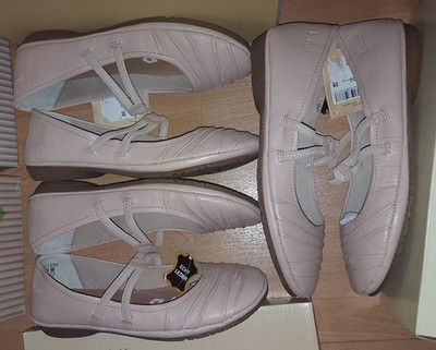 bama Gr37-39 wie NEU Damen Ballerina Schuhe Echt Leder beige rot - 1 Paar