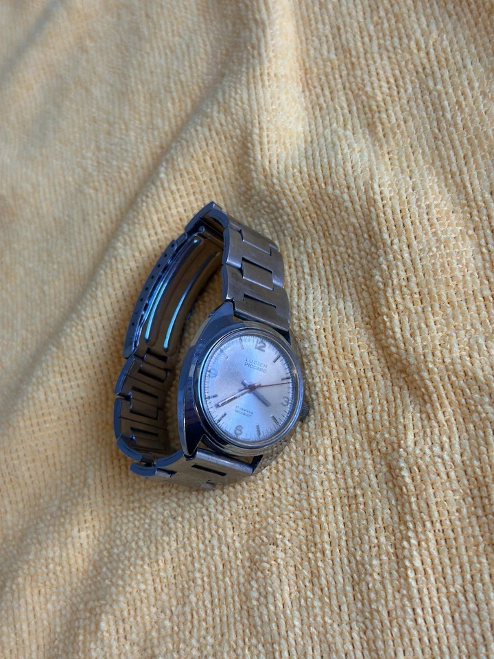 Vintage Lucien Piccard Stainless Steel Back Base Metal Bezel 17 Jewels Incabloc - Image 2 of 4