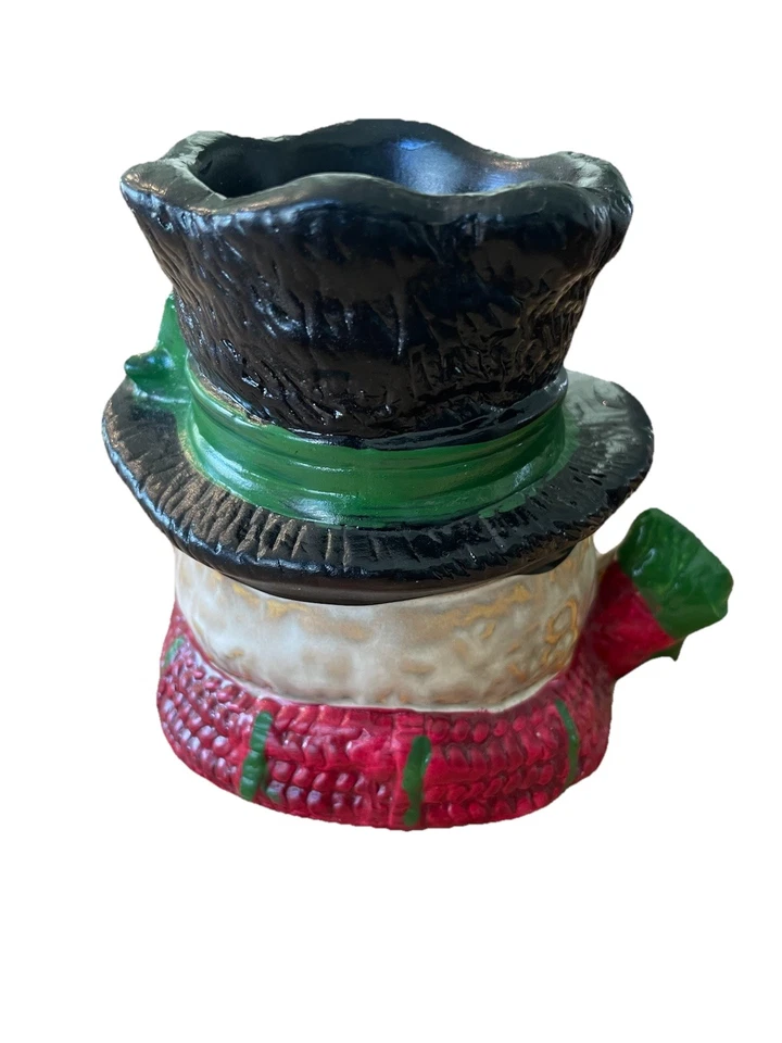 Yankee Candle 2012 Cabeza de muñeco de nieve con sombrero de copa y bufanda luz de té Navidad usado en excelente estado Foto 2 de 4