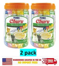 2PACK INABA Churu Cat Treats, Lickable, Squeezable Creamy Pur e Cat Treat, 50 Ct