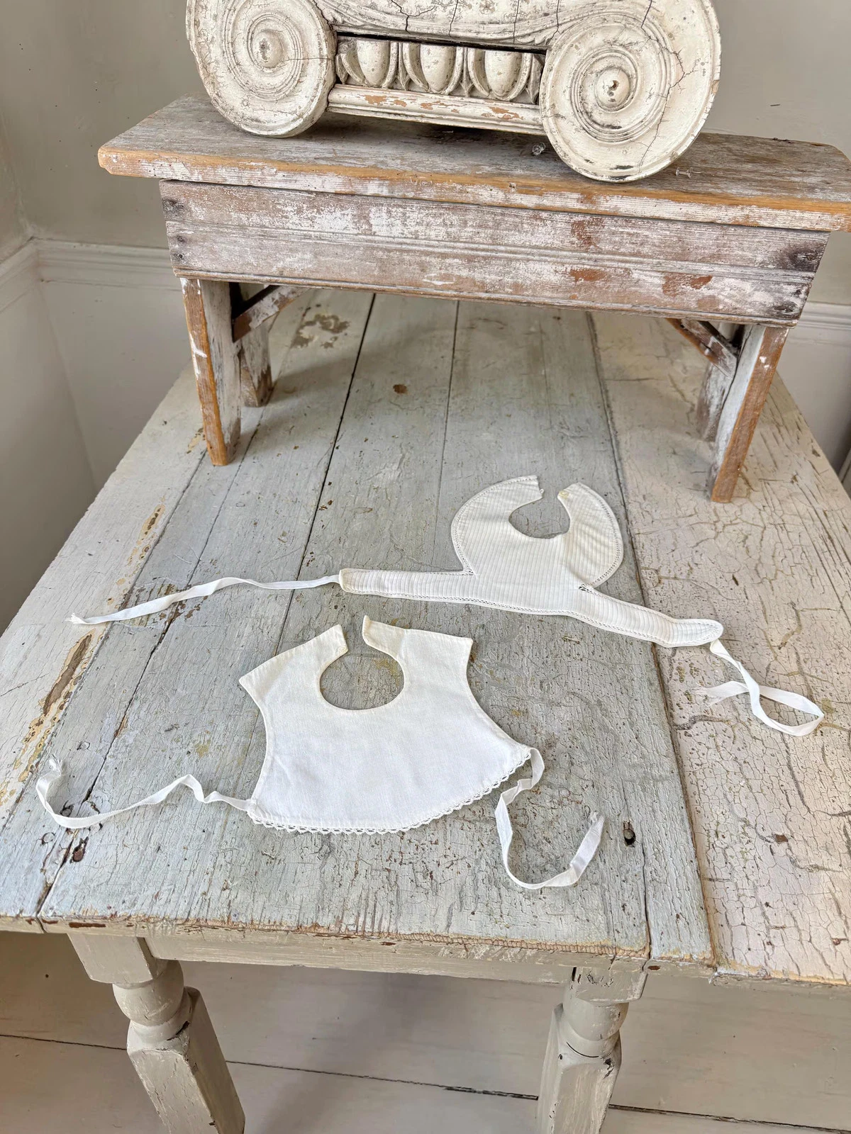 2 Blank canvas for creative hands 1920 Baby bibs white unique handmade Baby sho
