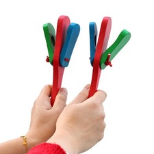 Wooden Castanets Clapper with Handle, 2 Pieces, Educational Musical Percussio...