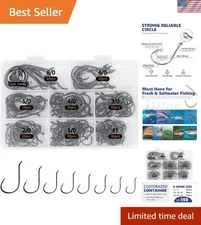 Circle Hooks Fishing Hooks 2X Strong Offset Circle Hooks Saltwater Black High...