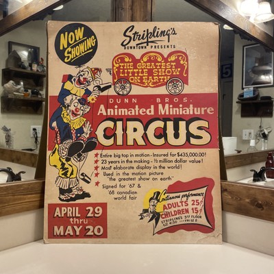 Stripling s Fort Worth Tx Dunn Bros. Animated Miniature Circus Poster 22  x 28 