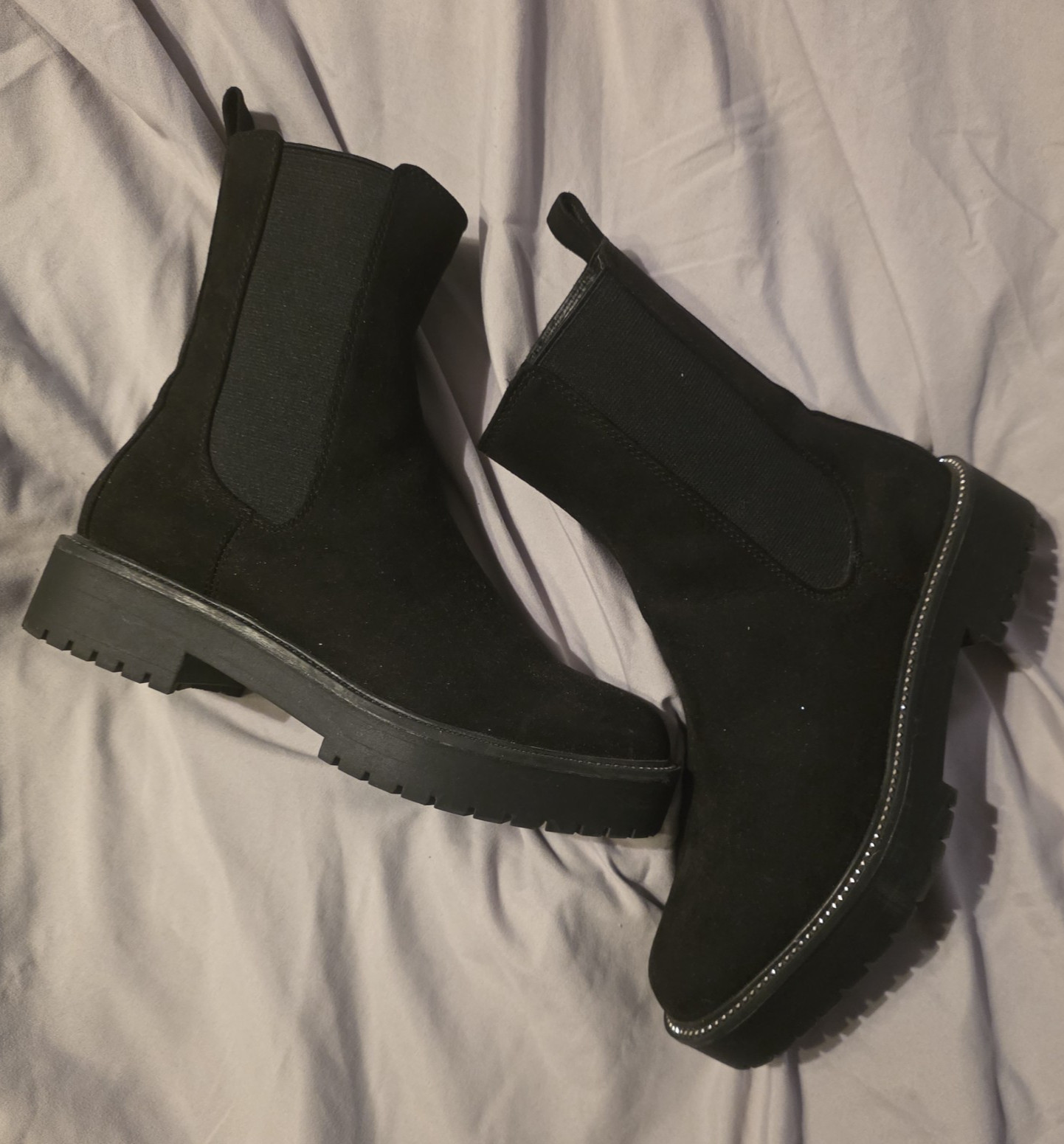 Memory Foam  Black Faux Suede Ankle Boots Womens Size 8 Time and Tru