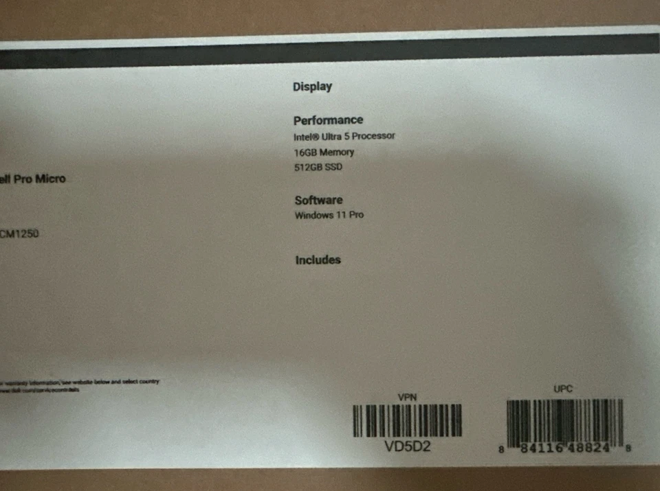 Dell Pro Micro QCM1250 Desktop, Intel Ultra 5 235T, 16GB, 512GB SSD, W11P- VD5D2 - Image 3 of 3