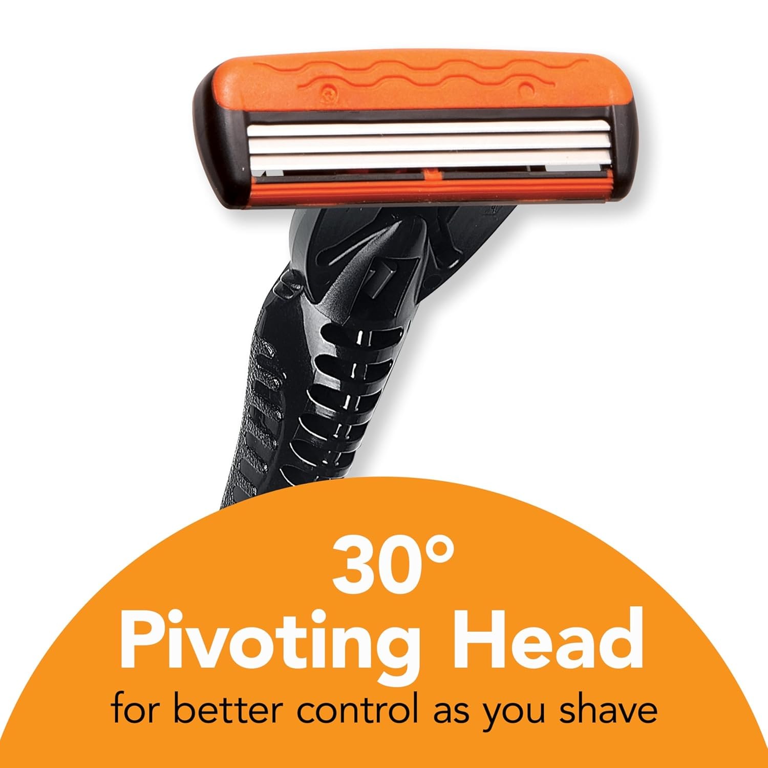 BIC Comfort 3 Refillable Three-Blade Razor 6 Count (Pack of 1), Black/Orange 
