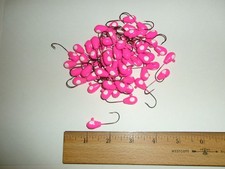 Lot of 60 Pink w/ White Eye  1/4 oz. Tear Drop Lead Head Jig Lure Fishing - New