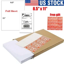 100 Full Sheet Shipping Labels 8.5x11 Self Adhesive Blank Paper for Laser/Inkjet