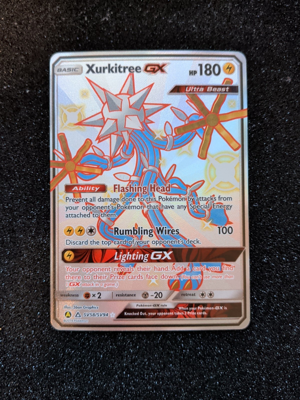 Pokémon Xurkitree GX TCG Full Art Holo Card SV58/SV94 Hidden Fates NM
