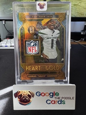 2023 Panini Gold Standard Heart of Gold Threads 1/1 Ahmad Sauce Gardner NFL Logo
