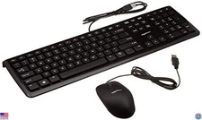 Wired Keyboard and Mouse Bundle, Full-Sized QWERTY, Black, 1 Set, Durable Design
