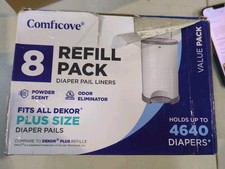 7-Refill Pack Diaper Pail Liners for Dekor Plus Size Pails, Powder, Comficove
