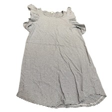J.Crew 100% Cotton Striped Ruffle-Shoulder Dress Black & White Size XS