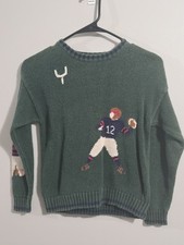 Vintage 1990s Boy's Knit Football Soccer Rugby Sweater Kitestrings Youth 8/10