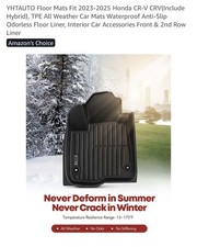 YHTAUTO Floor Mats Fit 2023-2025 Honda CR-V CRV Include Hybrid , TPE All Weather