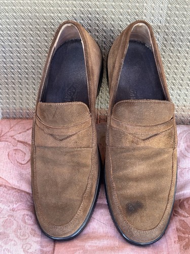 Salvatore Ferragamo Men's 8 D Brown Suede Penny Loafers Moccasin Driver Shoes - Picture 5 of 15