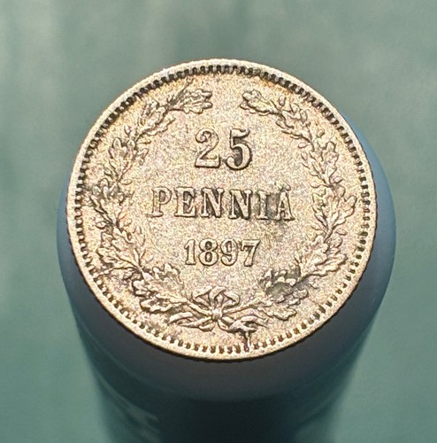 AU - 1897 - Russia Finland - 25 Pennia - Nice Silver coin! - Picture 1 of 2