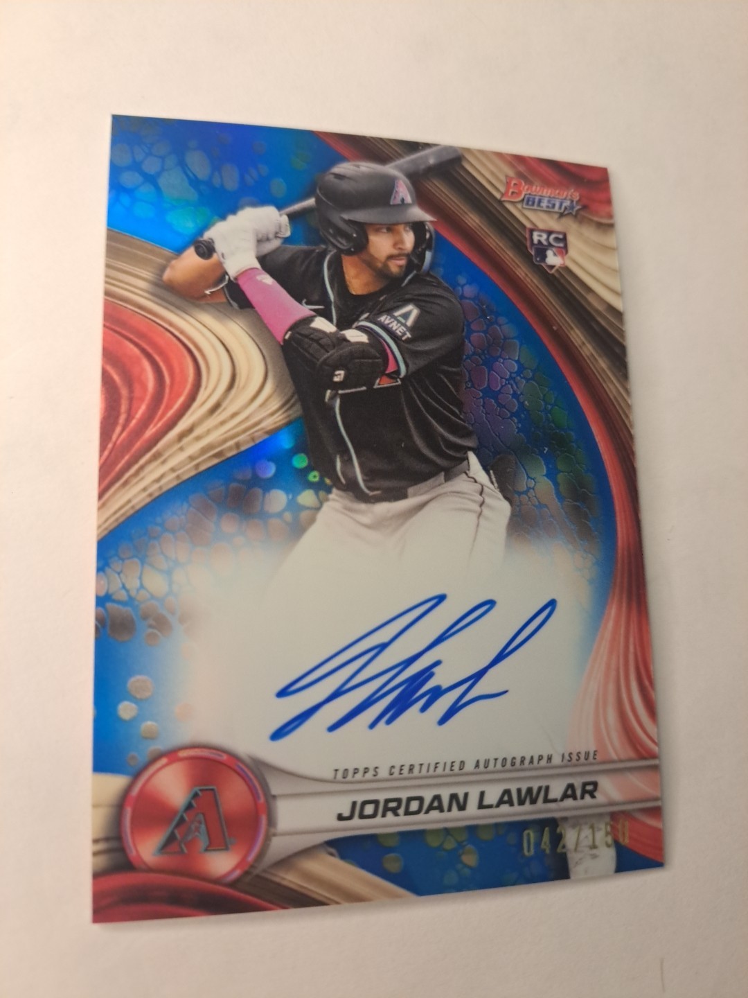 2024 Bowman's Best Jordan Lawlar Blue Refractor Rookie Auto RC #/150