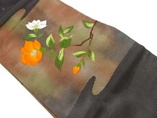 7498487: JAPANESE KIMONO JAPANESE NAGOYA OBI FOR SUMMER / EMBROIDERY / CAMELLIA