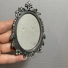 Mini Dennis East Picture Frame Green Gemstones Pewter/silver Toned Romantic