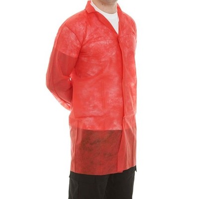 Einweg-Besuchermantel rot Hakenverschluss Vlies PSA 10er-Pack S-3XL UK