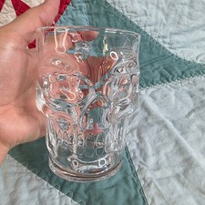 Old Chicago Pizza Taproom Skull Beer Stein Clear Glass Mug Skeleton Bone Handle